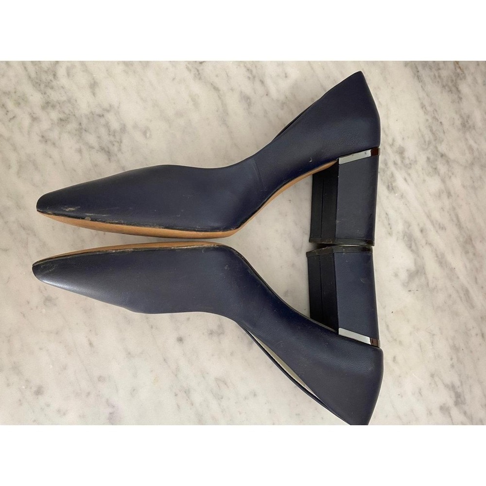 1State Shoes Heels 9 Navy Block Pointed Toe 3" sku2